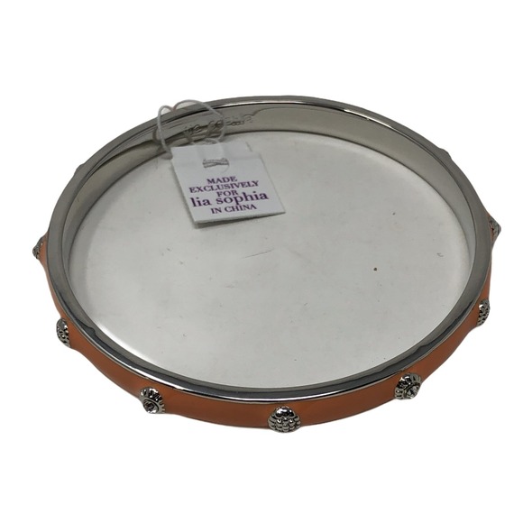 Lia Sophia Bracelet Black Orange Peach Silver Tone Thin Bangle‎ Size Small - Picture 3 of 4